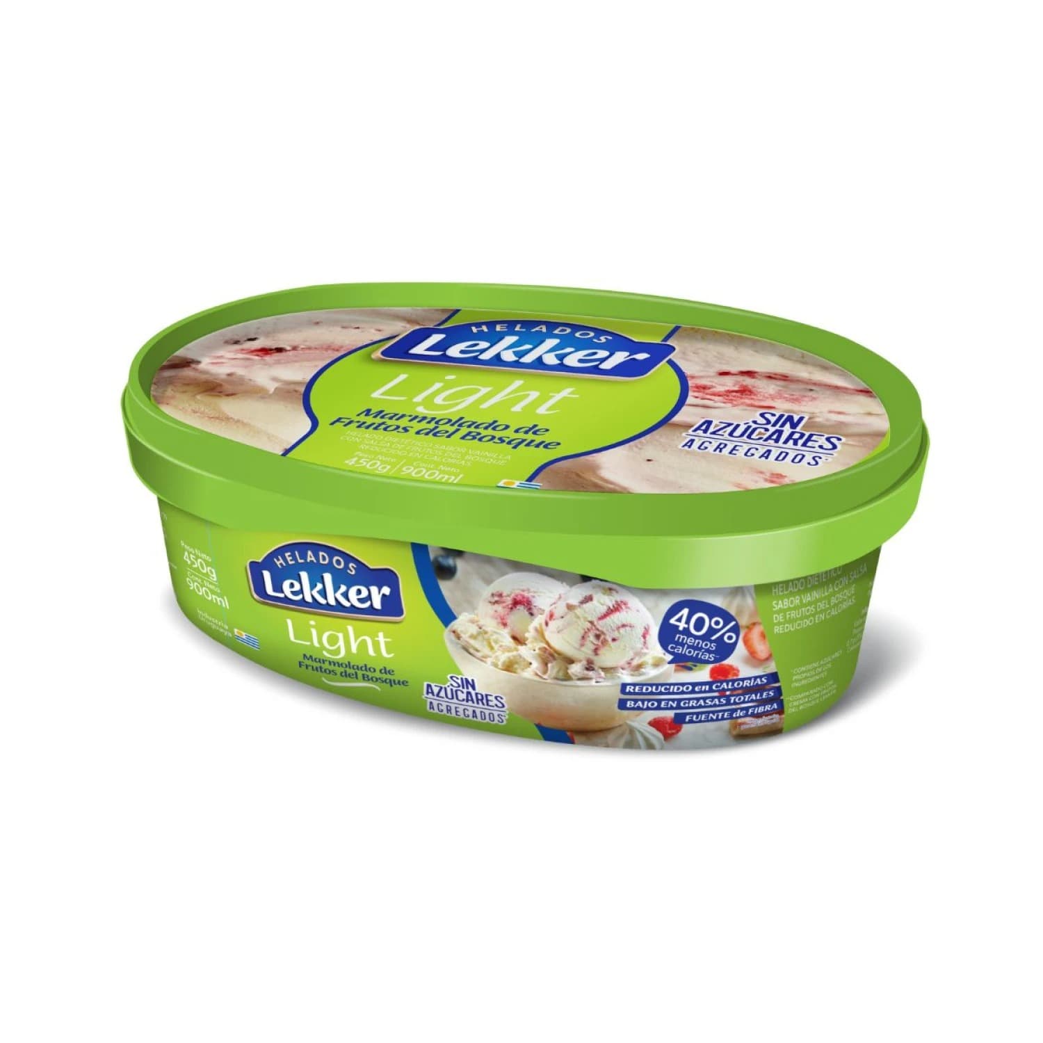 HELADO LEKKER CREMA C/FRUTOS DEL BOSQUE LIGHT 900ML
