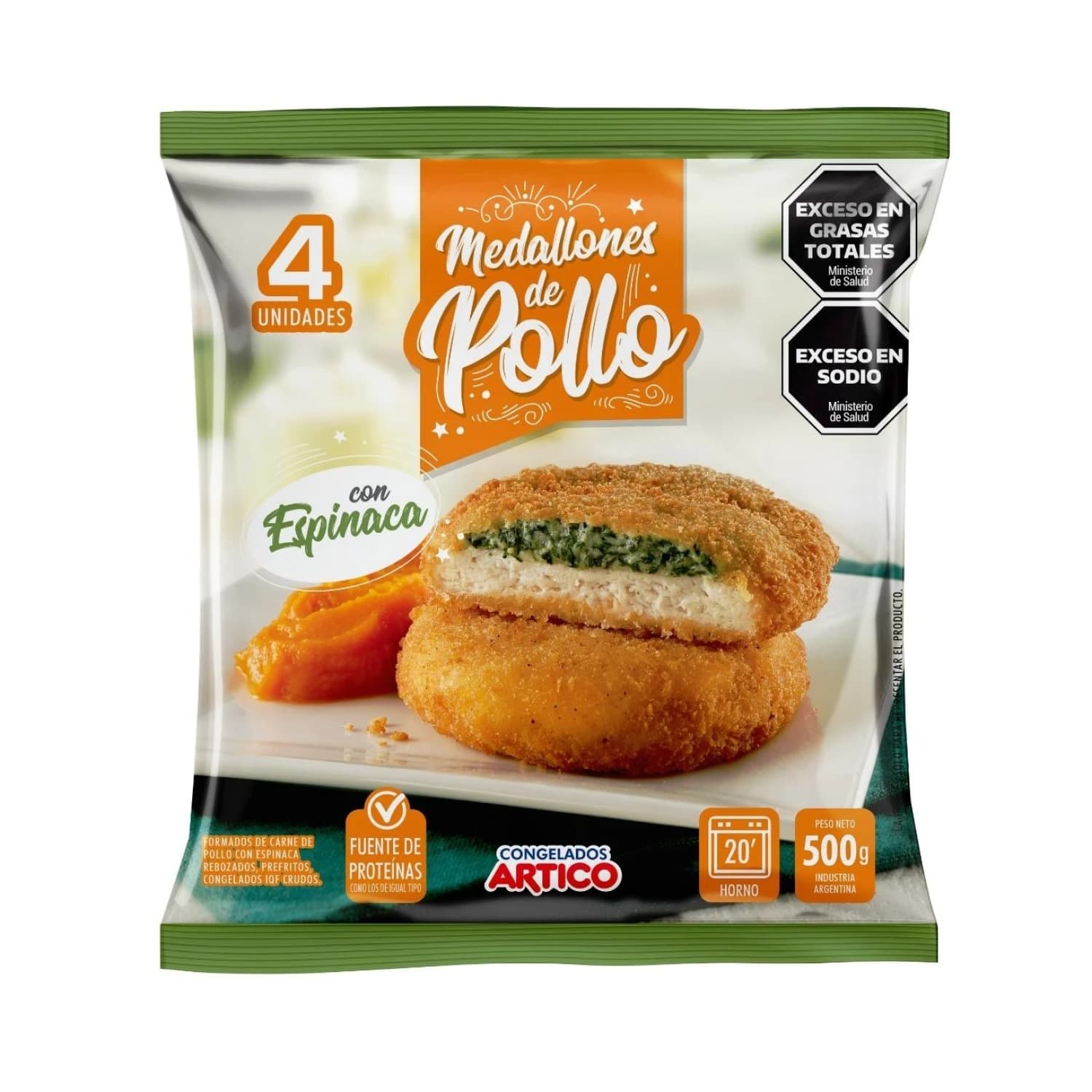 MEDALLON POLLO Y ESPINACA 500GRS