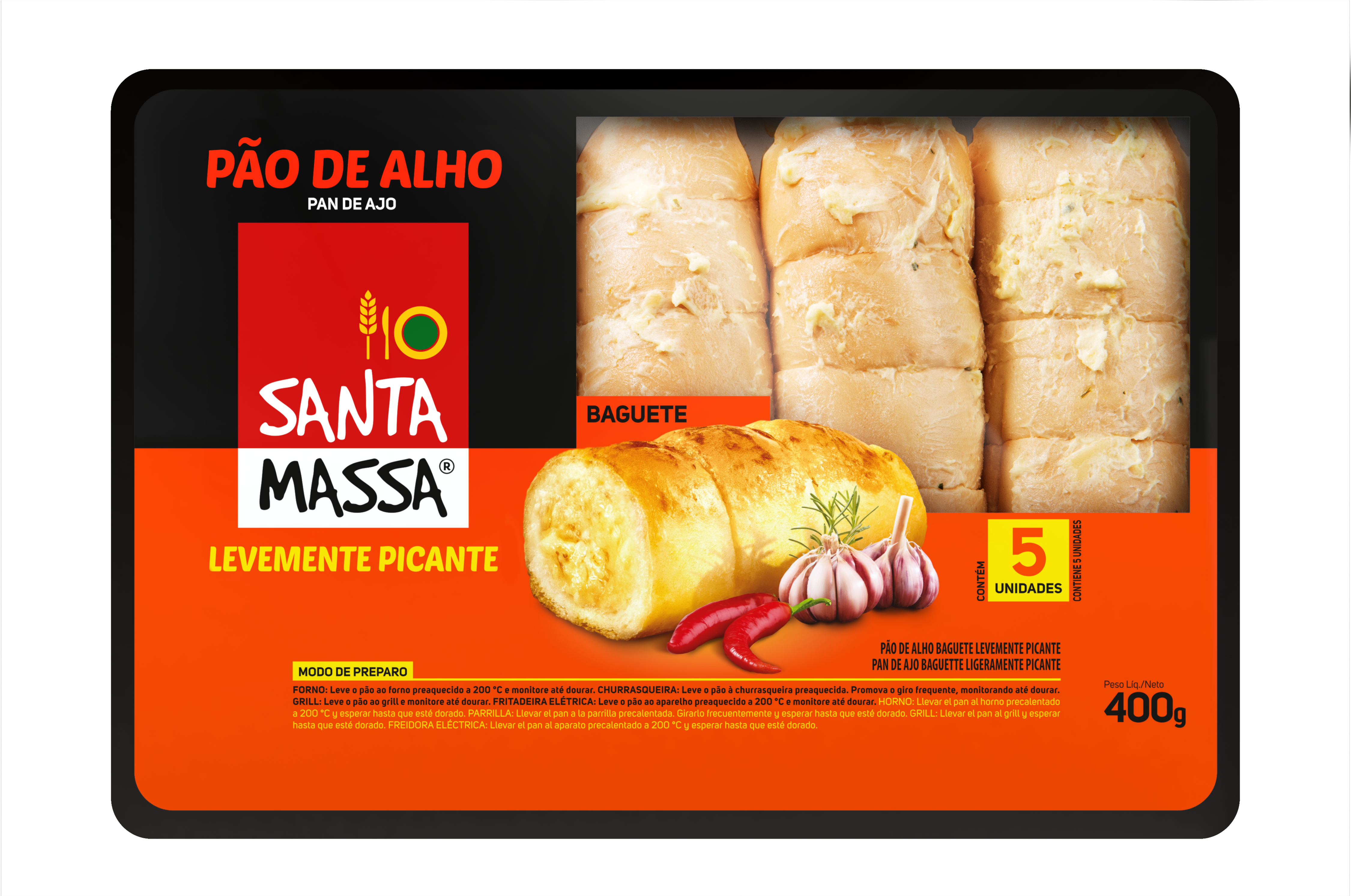 PAN DE AJO SANTA MASSA PICANTE 400 GRS