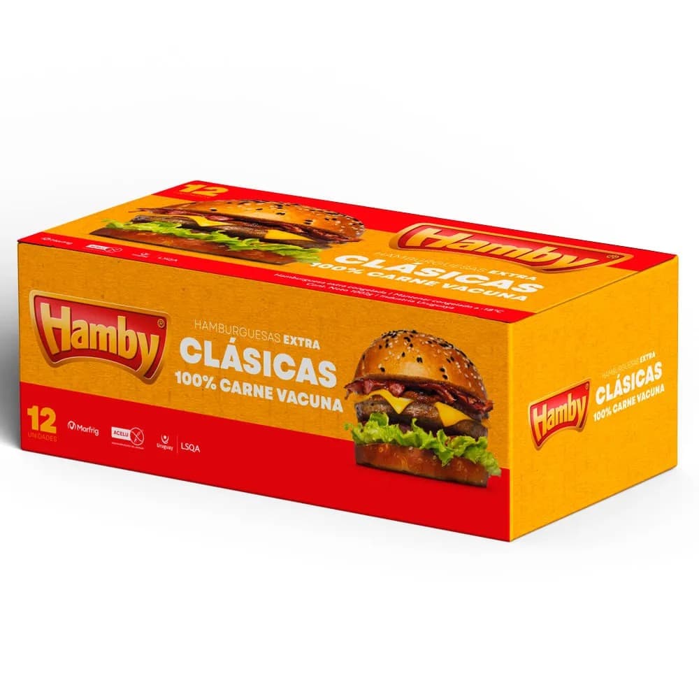HAMBURGUESAS HAMBY CLASICA 12 UN 1 KG.